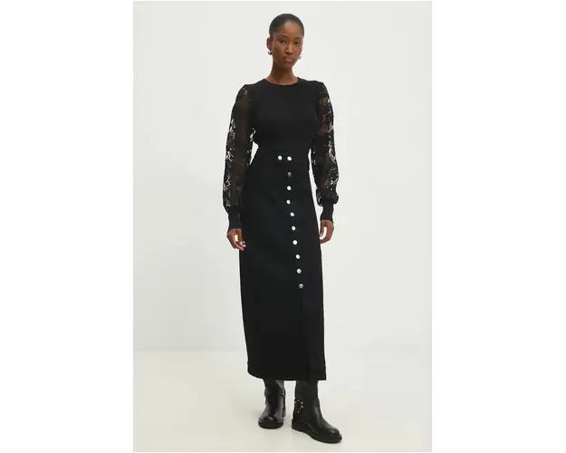 Answear Lab fusta jeans culoarea negru, maxi, drept