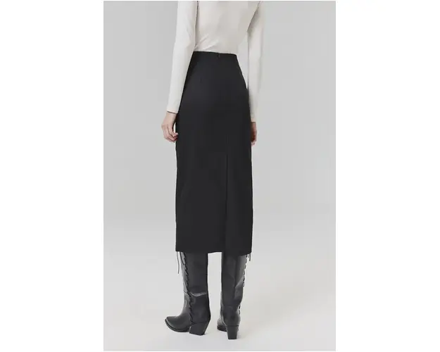 Answear Lab fusta culoarea negru, midi, creion