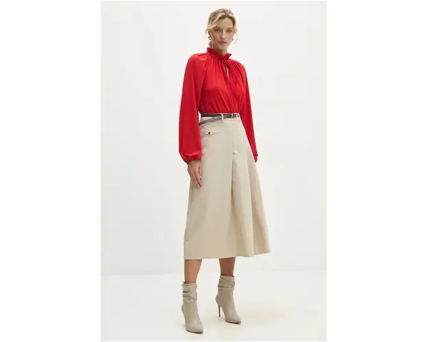 Answear Lab fusta din bumbac culoarea bej, midi, evazati