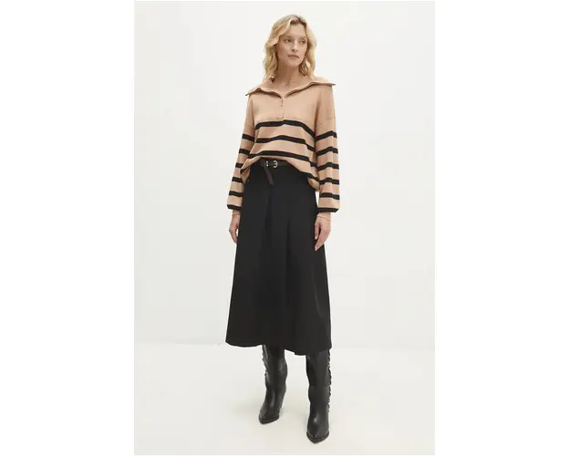 Answear Lab fusta din bumbac culoarea negru, midi, evazati