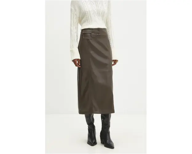 Answear Lab fusta culoarea maro, midi, drept