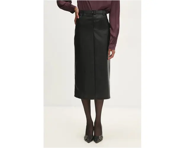 Answear Lab fusta culoarea negru, midi, evazati
