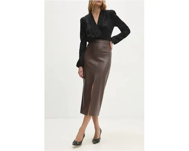 Answear Lab fusta culoarea maro, maxi, creion
