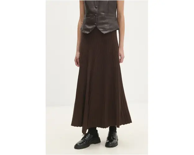 Answear Lab fusta culoarea maro, maxi, evazati