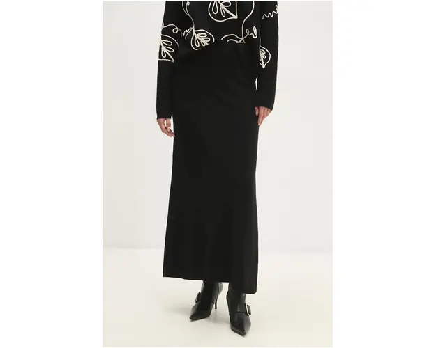 Answear Lab fusta de lana culoarea negru, maxi, drept