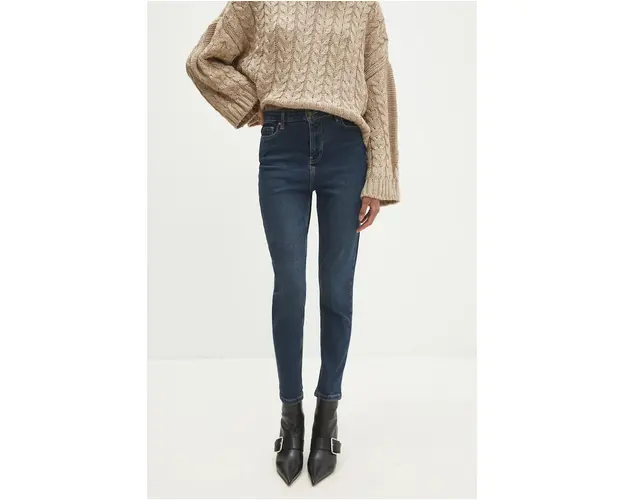 Answear Lab jeansi femei, culoarea albastru marin
