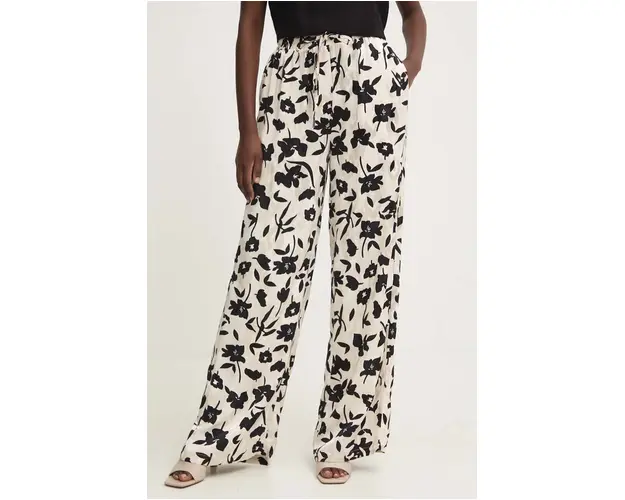 Answear Lab pantaloni femei, culoarea bej, drept, high waist