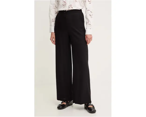 Answear Lab pantaloni de in culoarea negru, lat, high waist