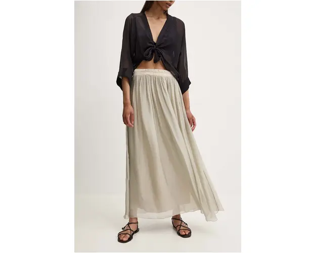 Answear Lab fusta de matase culoarea bej, maxi, evazati