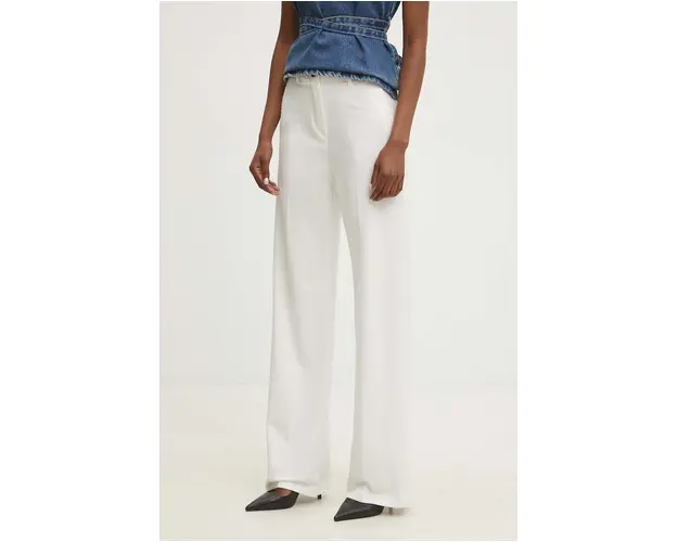 Answear Lab pantaloni femei, culoarea alb, drept, high waist