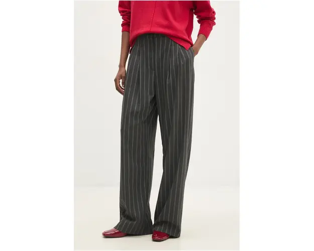 Answear Lab pantaloni femei, culoarea gri, lat, high waist
