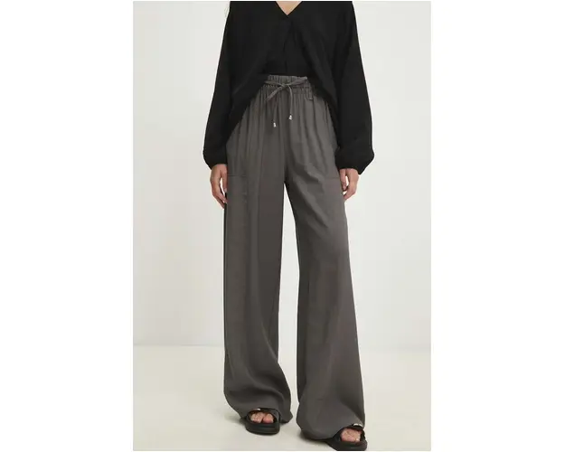 Answear Lab pantaloni femei, culoarea gri, drept, high waist