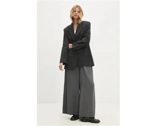 Answear Lab pantaloni femei, culoarea gri, lat, high waist