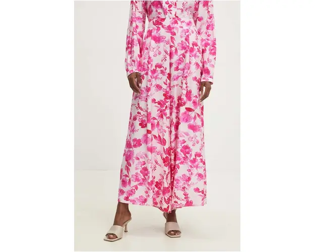 Answear Lab pantaloni femei, culoarea roz, lat, high waist