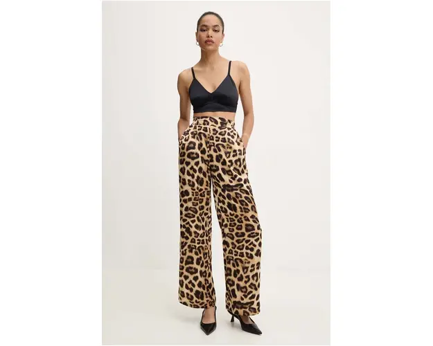 Answear Lab pantaloni femei, culoarea maro, lat, high waist