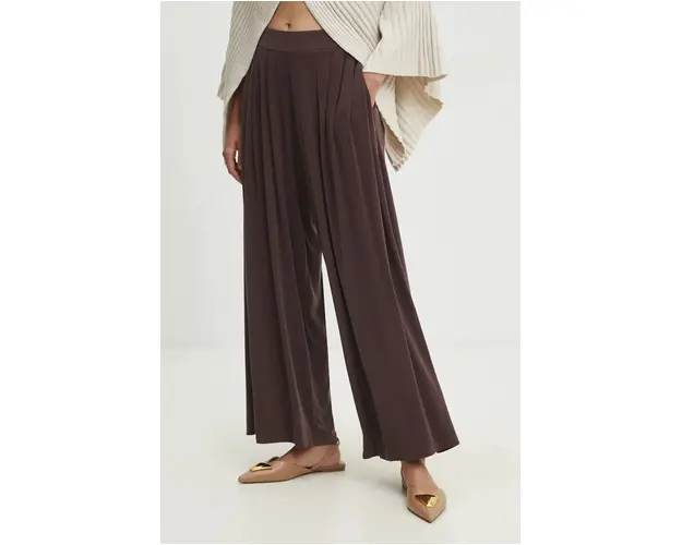Answear Lab pantaloni femei, culoarea maro, lat, high waist