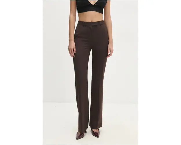 Answear Lab pantaloni femei, culoarea maro, mulata, high waist
