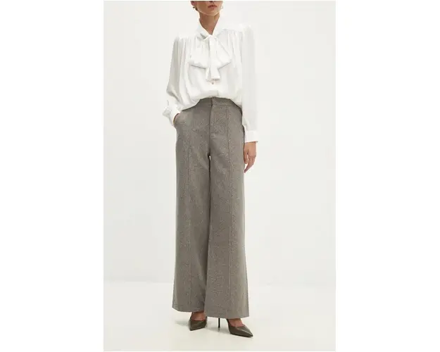 Answear Lab pantaloni femei, culoarea gri, drept, high waist