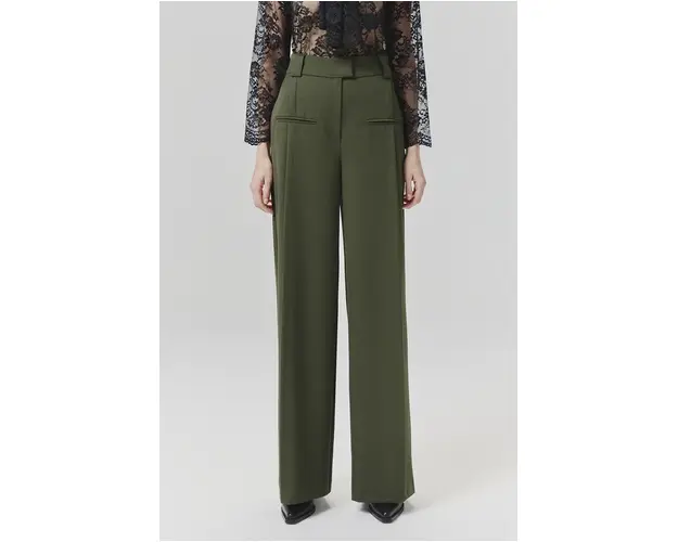 Answear Lab pantaloni femei, culoarea verde, lat, high waist