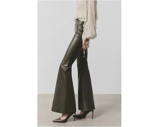 Answear Lab pantaloni femei, culoarea verde, evazati, high waist