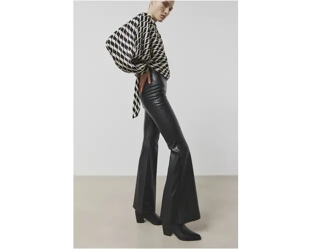 Answear Lab pantaloni femei, culoarea negru, evazati, high waist