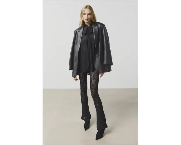 Answear Lab pantaloni femei, culoarea negru, evazati, high waist