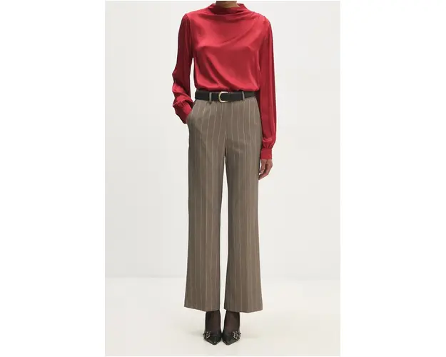 Answear Lab pantaloni femei, culoarea bej, fason tigareta, high waist