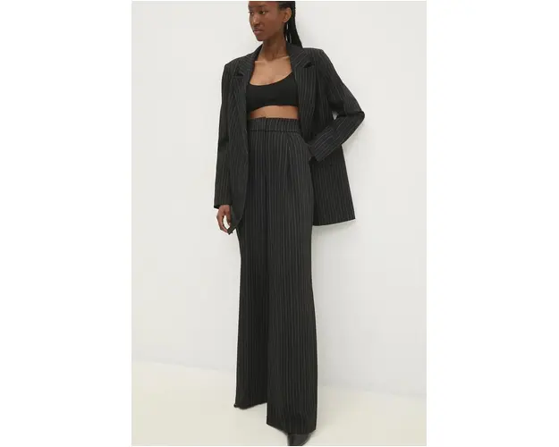 Answear Lab pantaloni femei, culoarea negru, drept, high waist