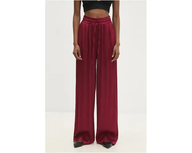 Answear Lab pantaloni femei, culoarea bordo, drept, high waist