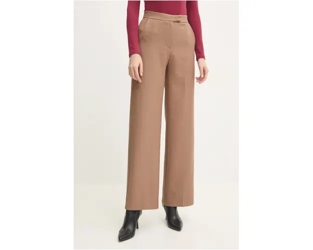 Answear Lab pantaloni din lana culoarea bej, drept, high waist