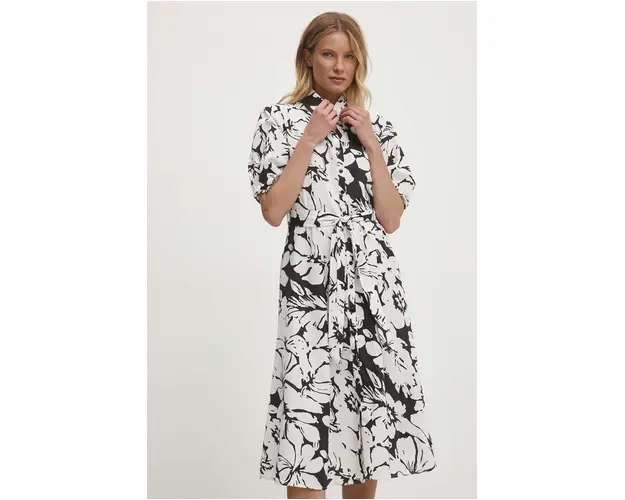 Answear Lab rochie din bumbac culoarea alb, midi, evazati