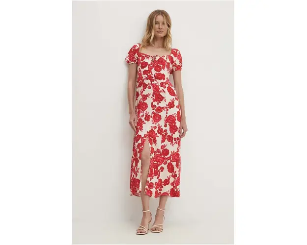 Answear Lab rochie culoarea rosu, midi, evazati