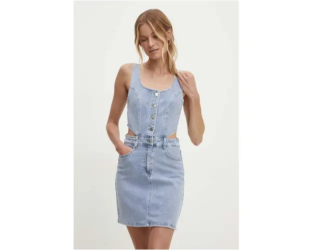 Answear Lab rochie jeans mini, evazati