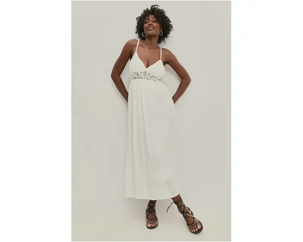 Answear Lab rochie din bumbac culoarea alb, maxi, evazati