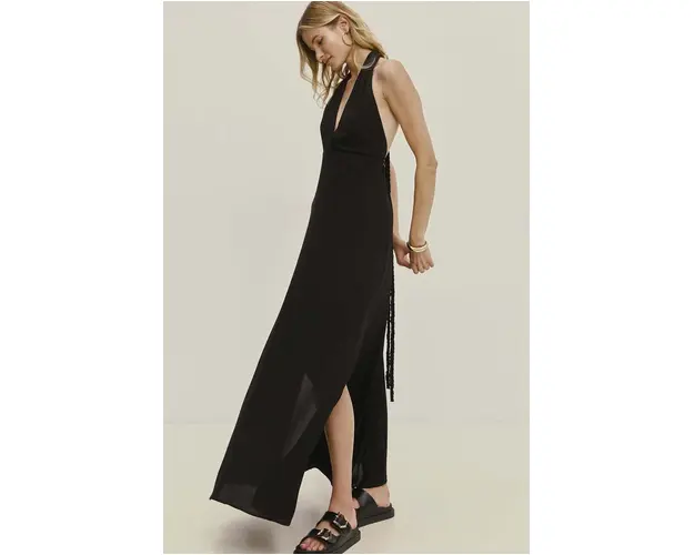 Answear Lab rochie din bumbac culoarea negru, maxi, evazati