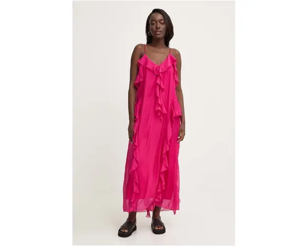 Answear Lab rochie culoarea roz, maxi, drept