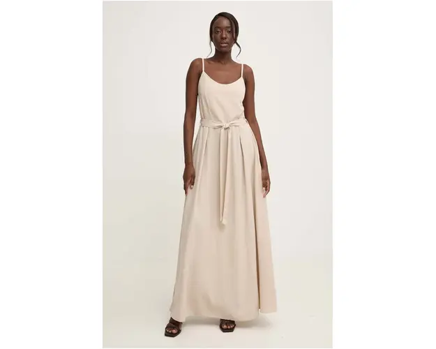 Answear Lab rochie din in culoarea bej, maxi, evazati