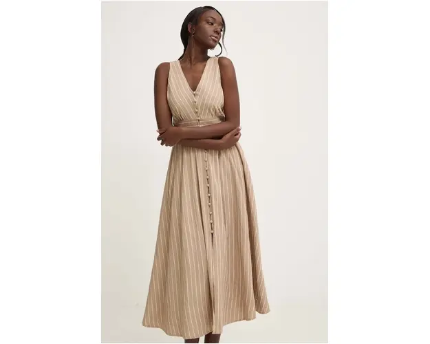 Answear Lab rochie culoarea bej, maxi, evazati