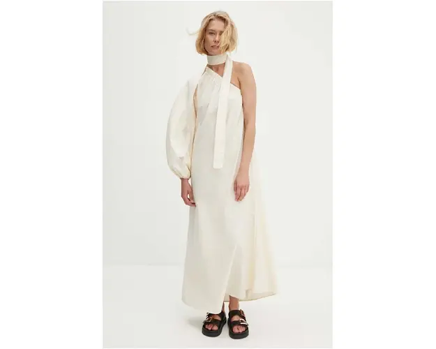 Answear Lab rochie din bumbac culoarea bej, maxi, evazati