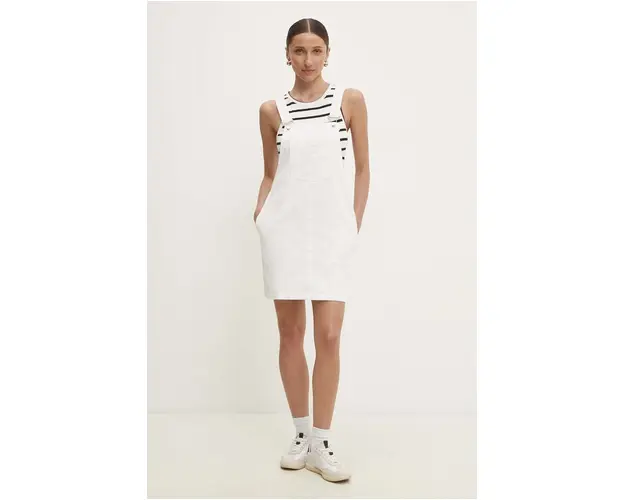 Answear Lab rochie jeans culoarea alb, mini, drept