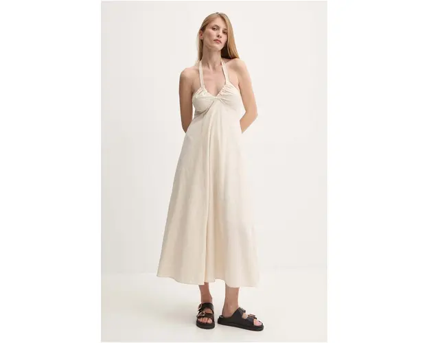 Answear Lab rochie culoarea bej, midi, evazati