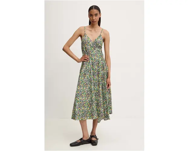Answear Lab rochie culoarea verde, midi, evazati