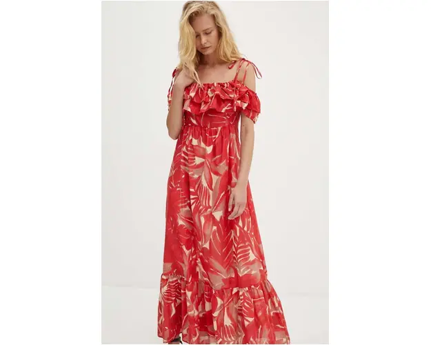 Answear Lab rochie culoarea rosu, midi, evazati