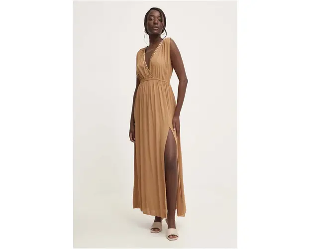 Answear Lab rochie culoarea maro, maxi, evazati