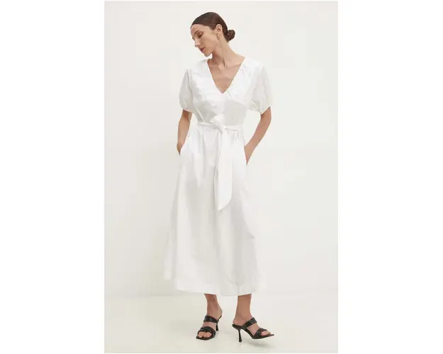Answear Lab rochie din bumbac culoarea alb, maxi, evazati