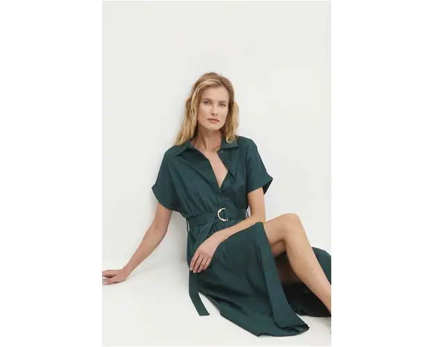 Answear Lab rochie culoarea verde, midi, evazati