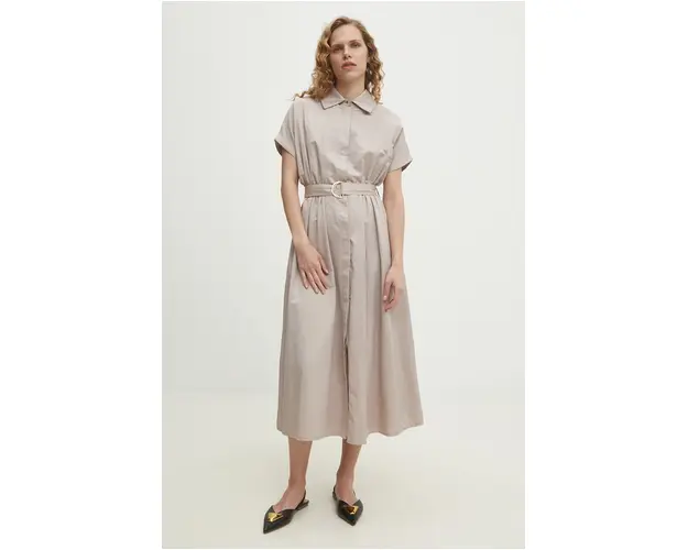 Answear Lab rochie culoarea bej, midi, evazati
