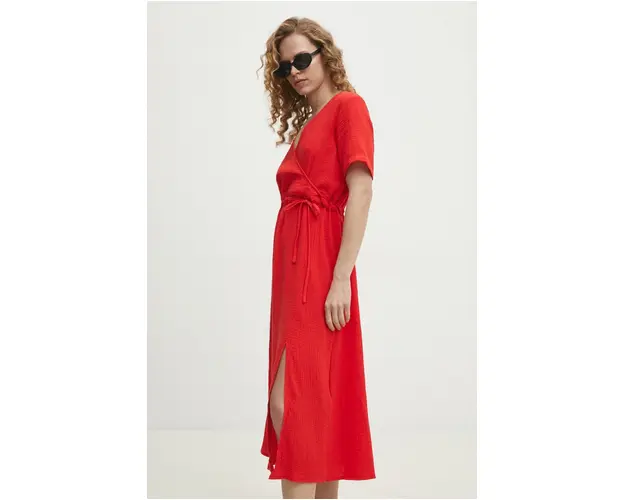 Answear Lab rochie din bumbac culoarea rosu, midi, evazati