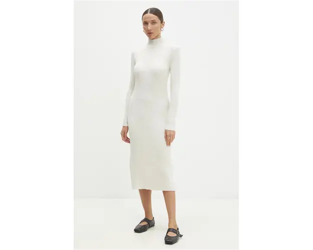 Answear Lab rochie culoarea bej, midi, mulata