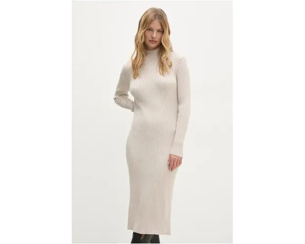 Answear Lab rochie culoarea bej, midi, mulata